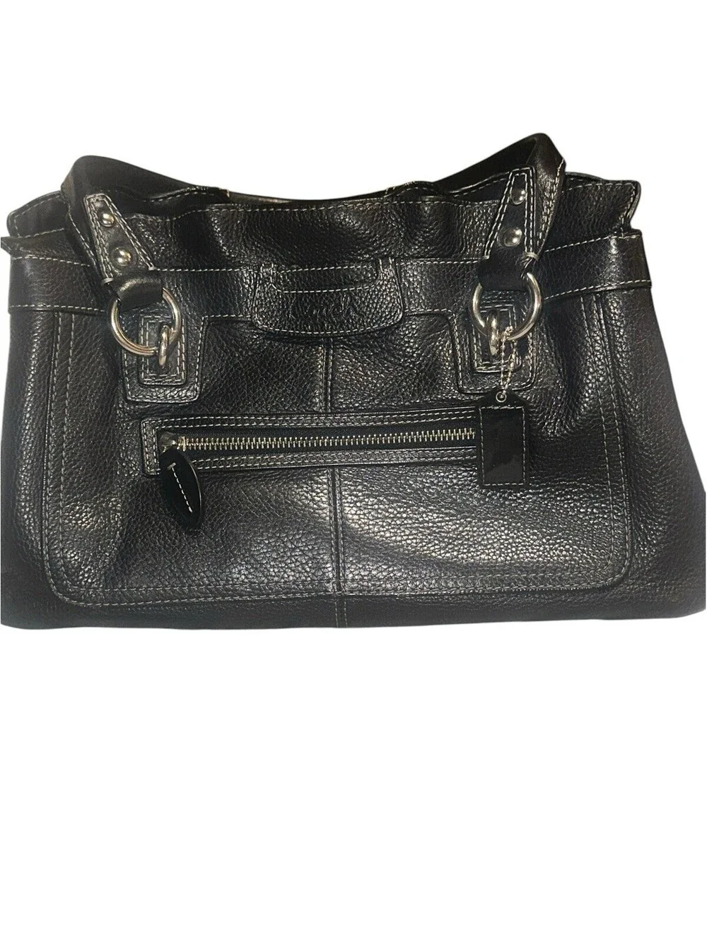 Coach F14686 Penelope Vintage Brown Pebbled Leather Satchel Purse Shoulder Bag